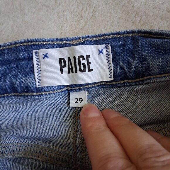 Paige Women's Size 29 Hoxton Crop Torn Back Hem Light Wash Denim Stretch Jeans - Picture 7 of 16